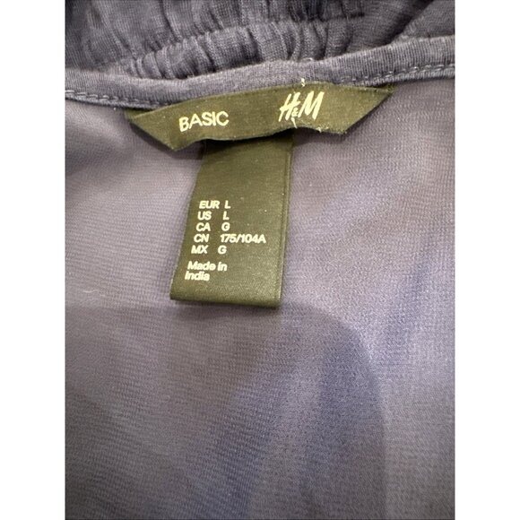 H&M Basic Womens Sleeveless Sheer Panel Blue Dress Size L - Picture 5 of 8